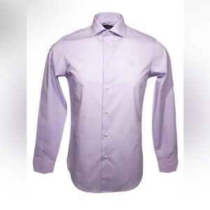 $350 Cavalli Class By Roberto Cavalli Men's Lilac Slim Fit Dress Shirts